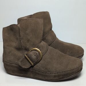 FitFlop Dash brown suede ankle boots women's size 5 EU 36